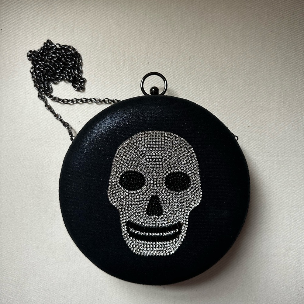 Sparkling Skull Black Evening Bag